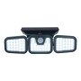 Schwarze LED Solar-Wandleuchte Pacita für den Außenbereich mit drei Leuchtelementen.