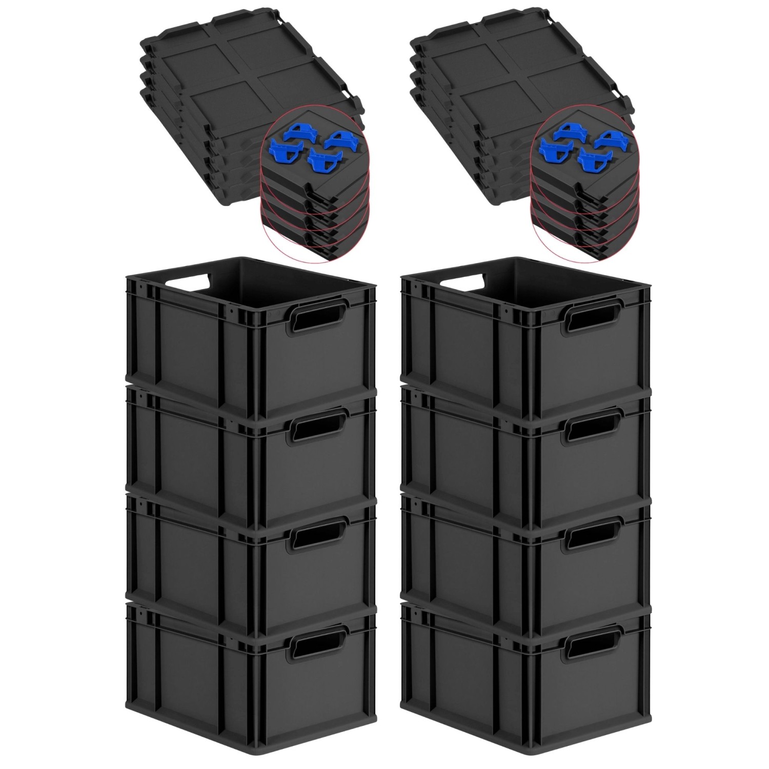 PROREGAL SuperSparSet 8x Eurobox Nextgen Grip Mit Scharnierdeckel Und Blaue günstig online kaufen