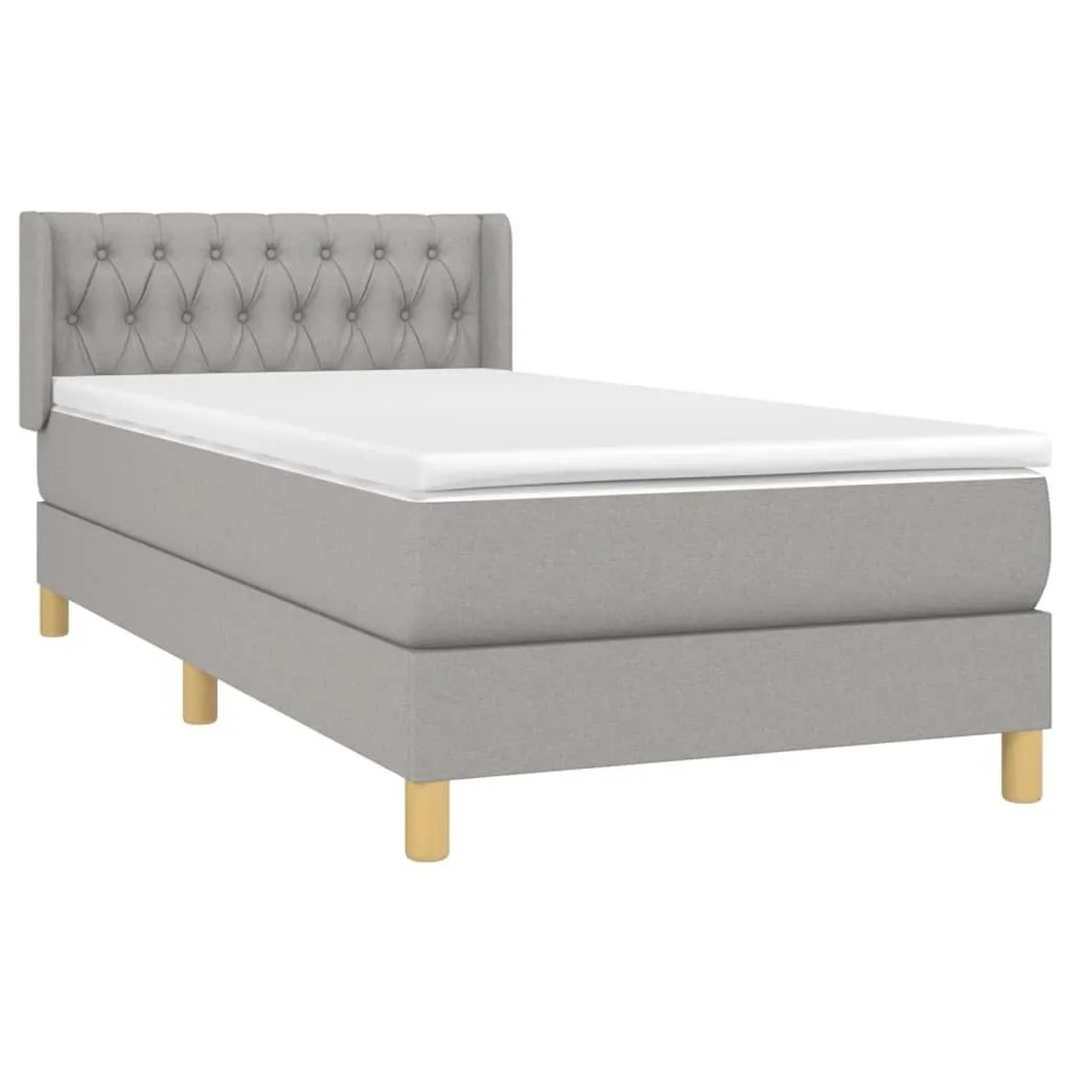 vidaXL Boxspringbett mit Matratze Hellgrau 90x200 cm Stoff 3130481