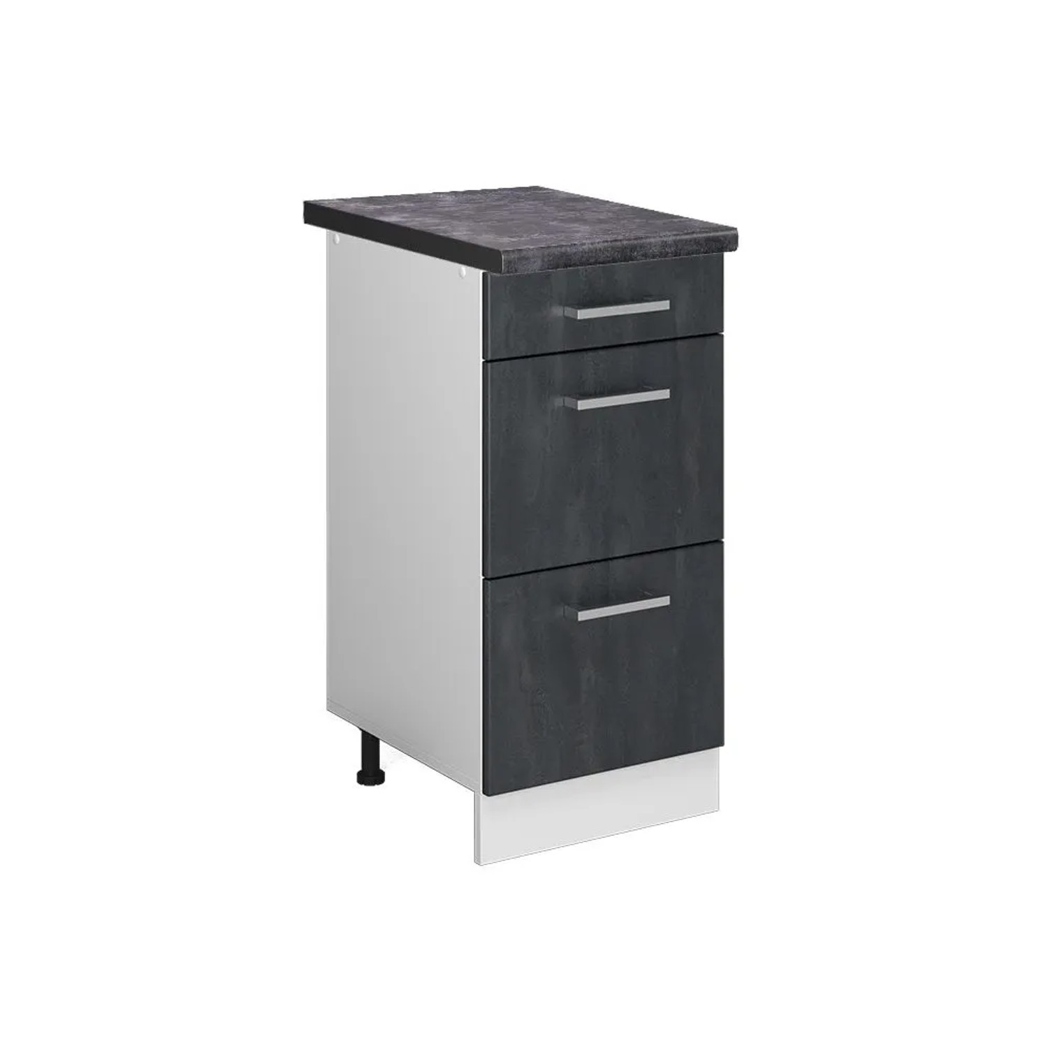 Vicco Küchenunterschrank R-Line Schubladenschrank für die Küche Schwarz Beton 40 cm AP Anthrazit mit Weiß Korpus Opt2