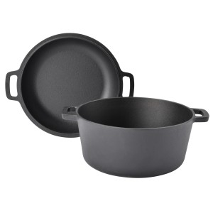 Taino Double Dutch Oven 6L aus Gusseisen, vielseitig einsetzbarer Kochtopf und Schmortopf für Grillzubehör.