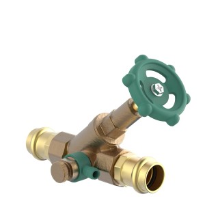 Kirchhoff Schrägsitzventil 15 mm mit Entleerung, Pressfitting für Trinkwasser- und Heizungsinstallation.