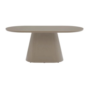 Ovaler Esstisch Valiana in Taupe-Beige, 180 cm, für 6 Personen. Zeitloses Design mit konischem Fuß.