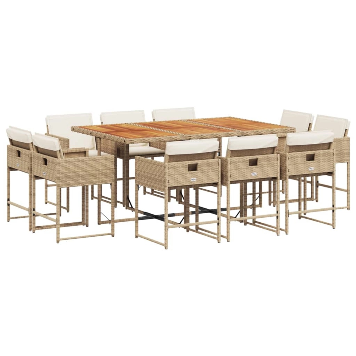 vidaXL 11-tlg Garten-Essgruppe mit Kissen Beige Poly Rattan Modell 5 günstig online kaufen