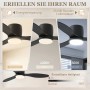 Schwarzer Deckenventilator mit Beleuchtung: Helligkeit und Farbtemperatur einstellbar.