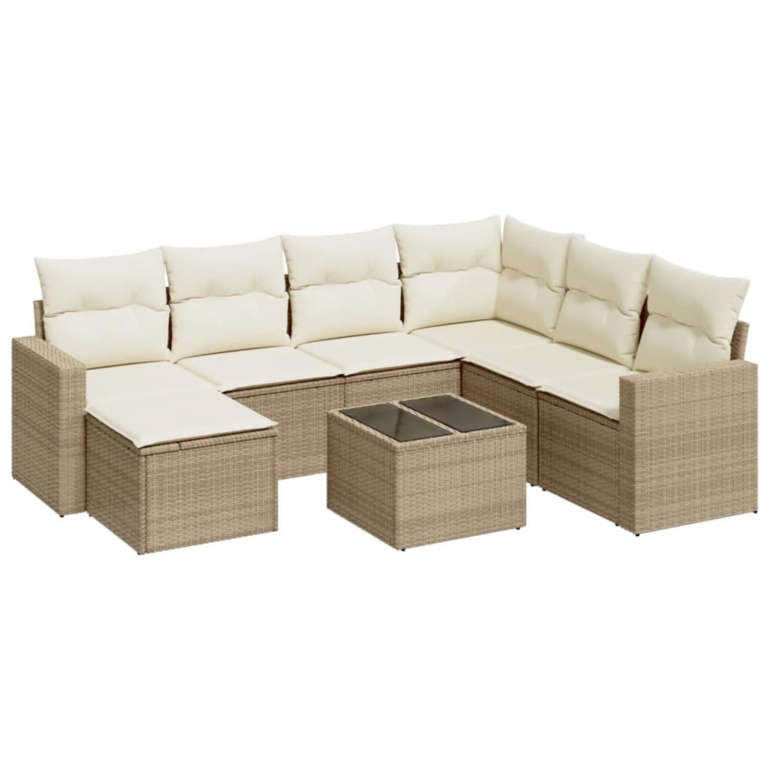 vidaXL 8-Tlg Garten-Sofagarnitur mit Kissen Beige Poly Rattan 3219298 günstig online kaufen