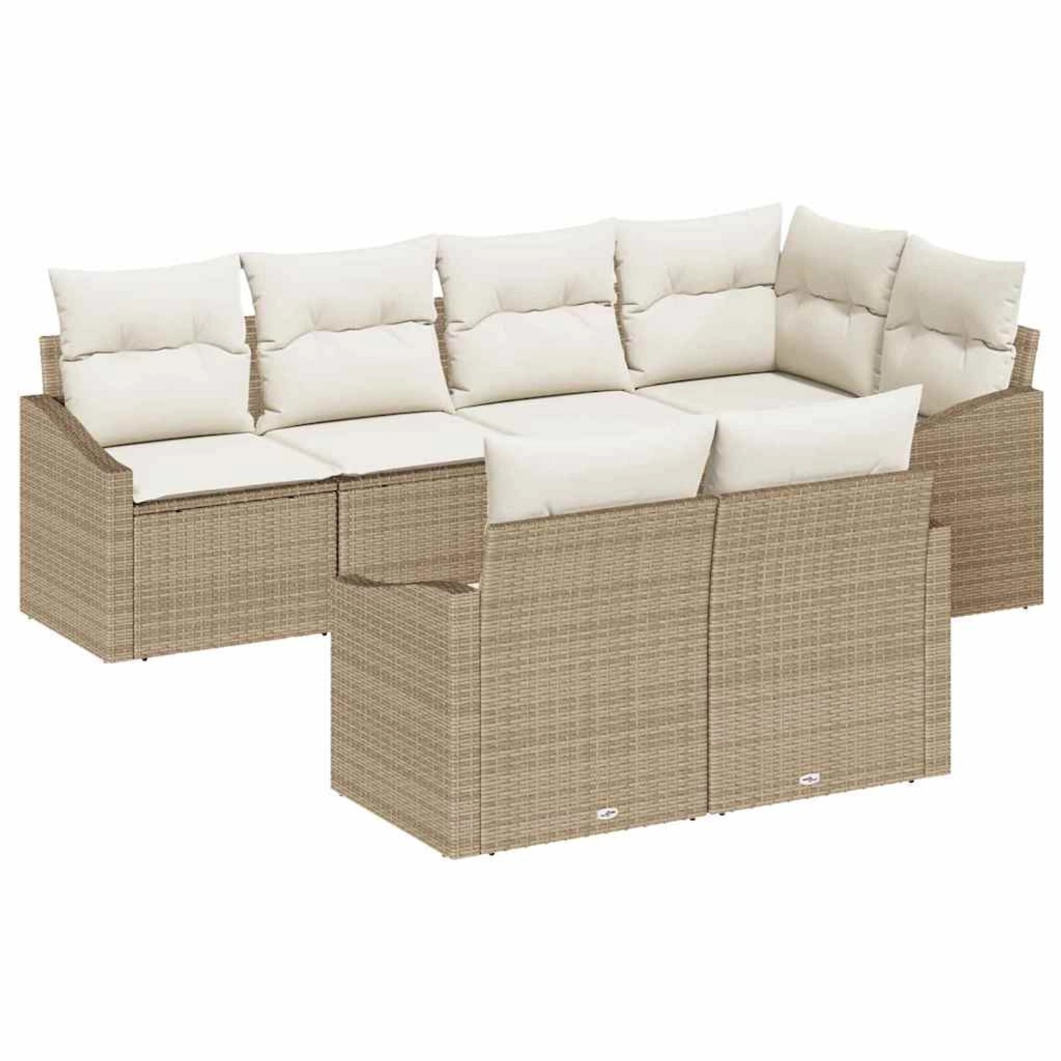 vidaXL Garten-Sofa-Set 7-Tlg Beige Poly Rattan 3346761 günstig online kaufen