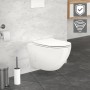 Weißes, spülrandloses LuxeBath Hänge WC mit Nano-Beschichtung und Softclose-Sitz.