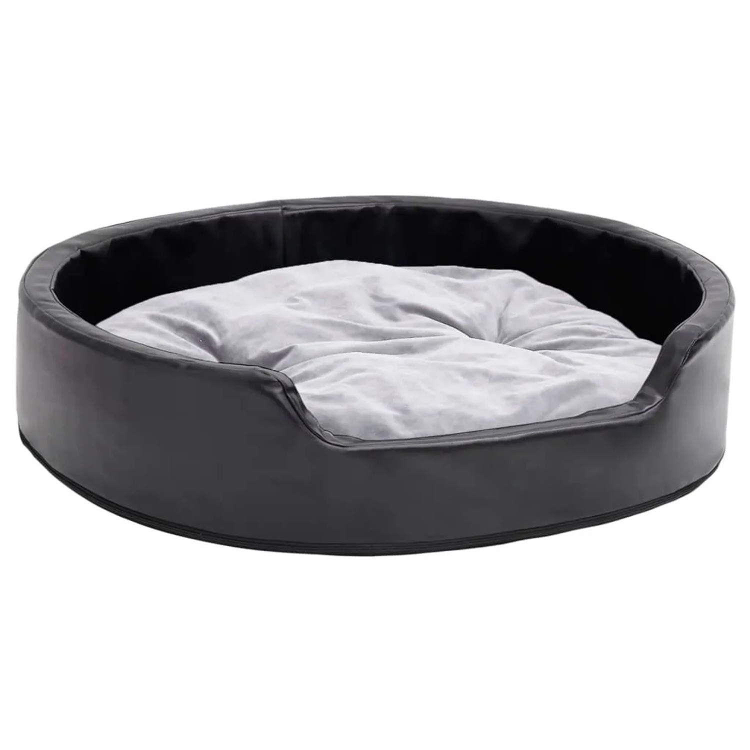 vidaXL Hundebett Schwarz-Grau 79x70x19 cm Plüsch und Kunstleder 171254