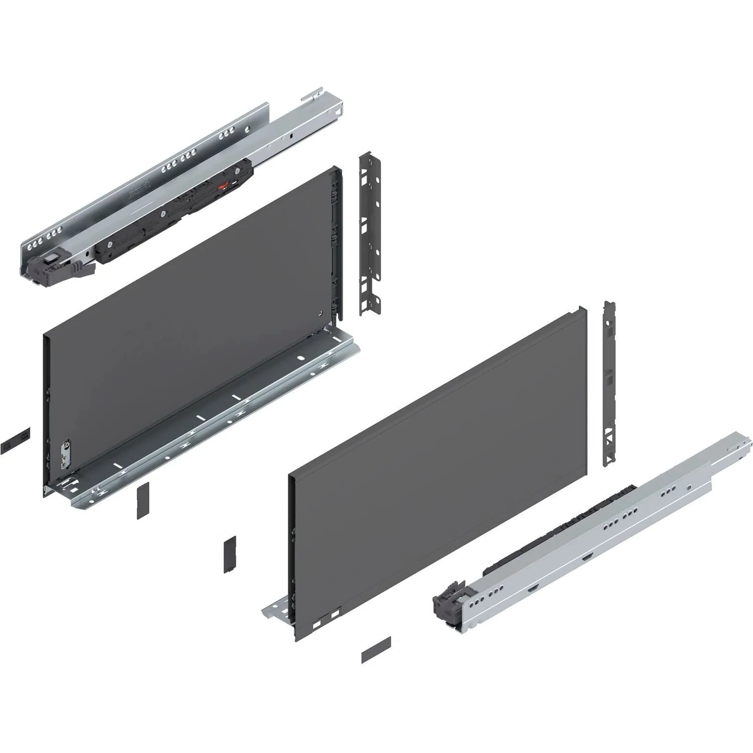 Blum Legrabox Pure Set Höhe F Tip-On Vollauszug 500 mm 70 kg Oriongrau 1 Paar
