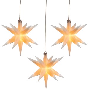 LED-Sternenhänger, 3 weiße Sterne (Ø 12cm) für den Außenbereich.