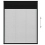 Anthrazitfarbenes Insektenschutz-Plissee für Fenster, 80x100 cm, mit Aluminiumrahmen und Fiberglas-Netz.