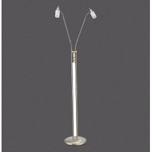 Moderne LED-Stehleuchte Max, 2-flammig, aus Stahl und Glas. Leselampe mit individuell ausrichtbaren Spots.