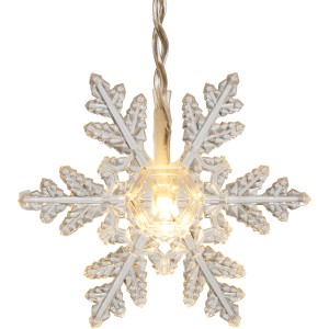 LED-Schneeflocke für Lichtervorhang, warmweiß, transparentes Kabel, 6,9 m, für Außen- und Innenbereich.