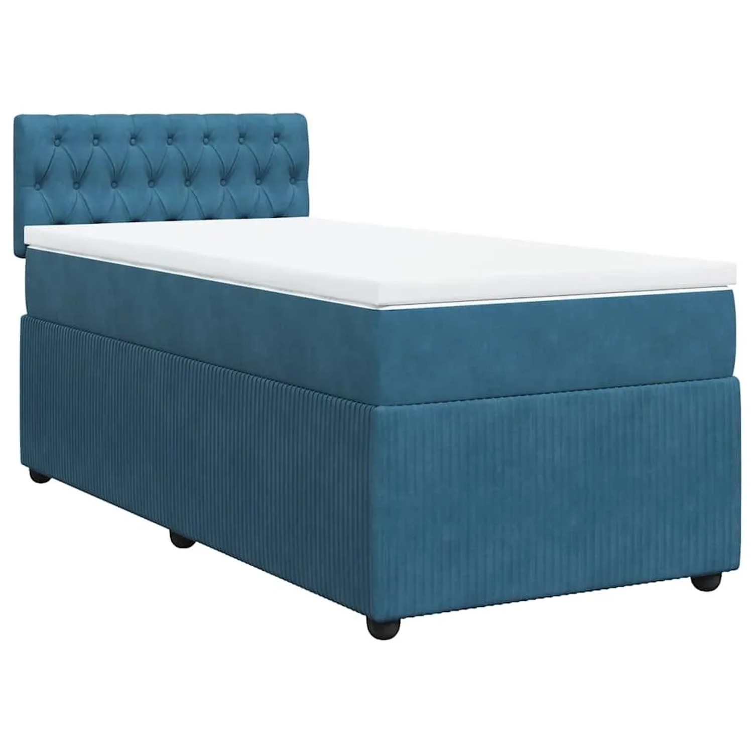 vidaXL Boxspringbett mit Matratze Blau 90x200 cm Samt 3287648