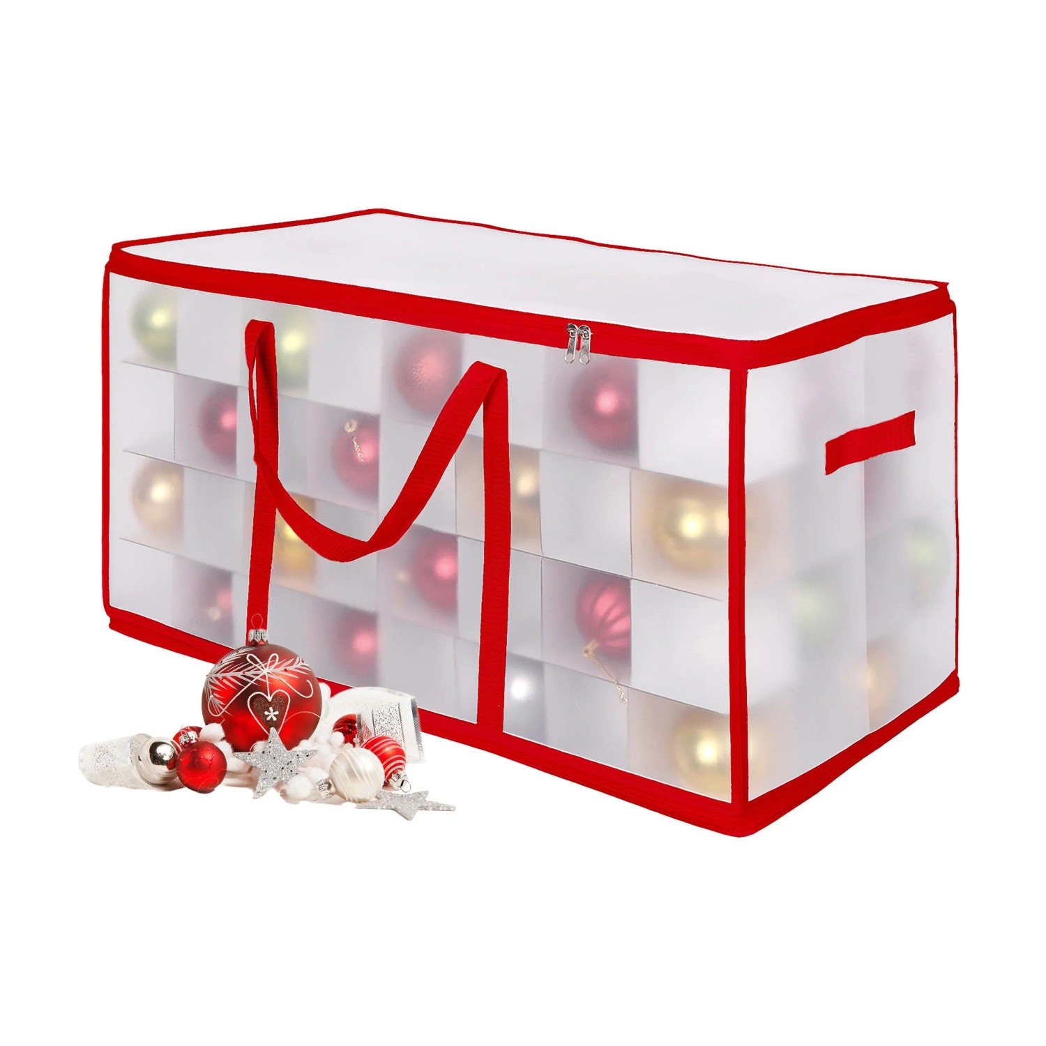 Relaxdays Weihnachtskugel Aufbewahrungsbox Kunststoff Rot Verstellbar 37 cm x 73 cm x 36 cm 2 kg
