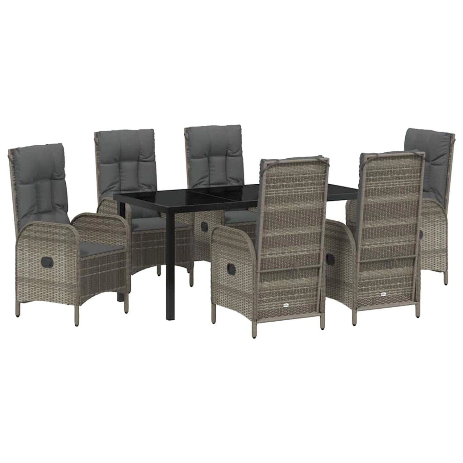 vidaXL Garten Essgruppe mit Kissen 7-Tlg Grau Poly Rattan 3380131 günstig online kaufen