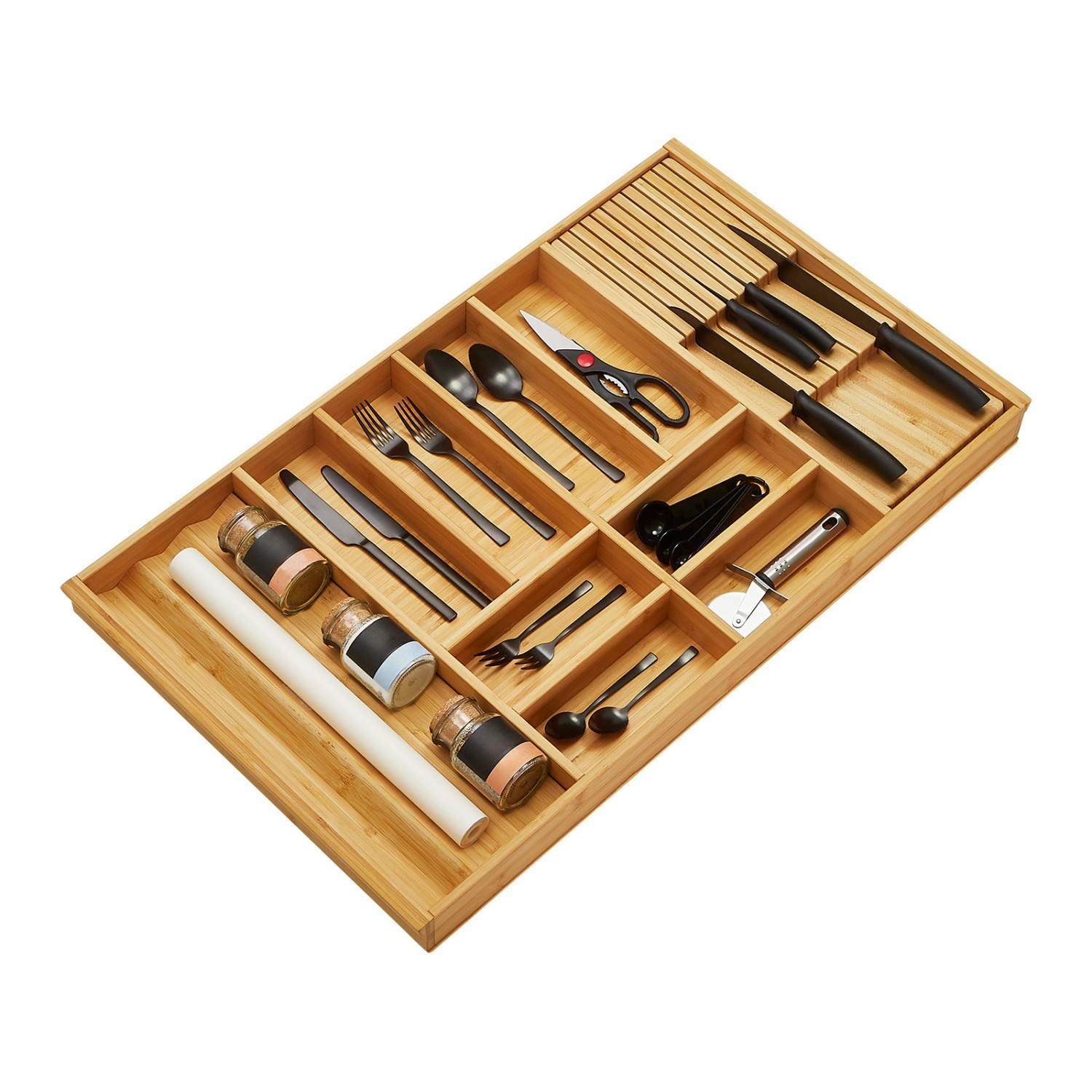 SOTECH Orga-Box-1 Bambus Besteckeinsatz 10 Fächer Für Blum Tandembox Antaro Schubladen 819x473x56 mm im 90er Schrank