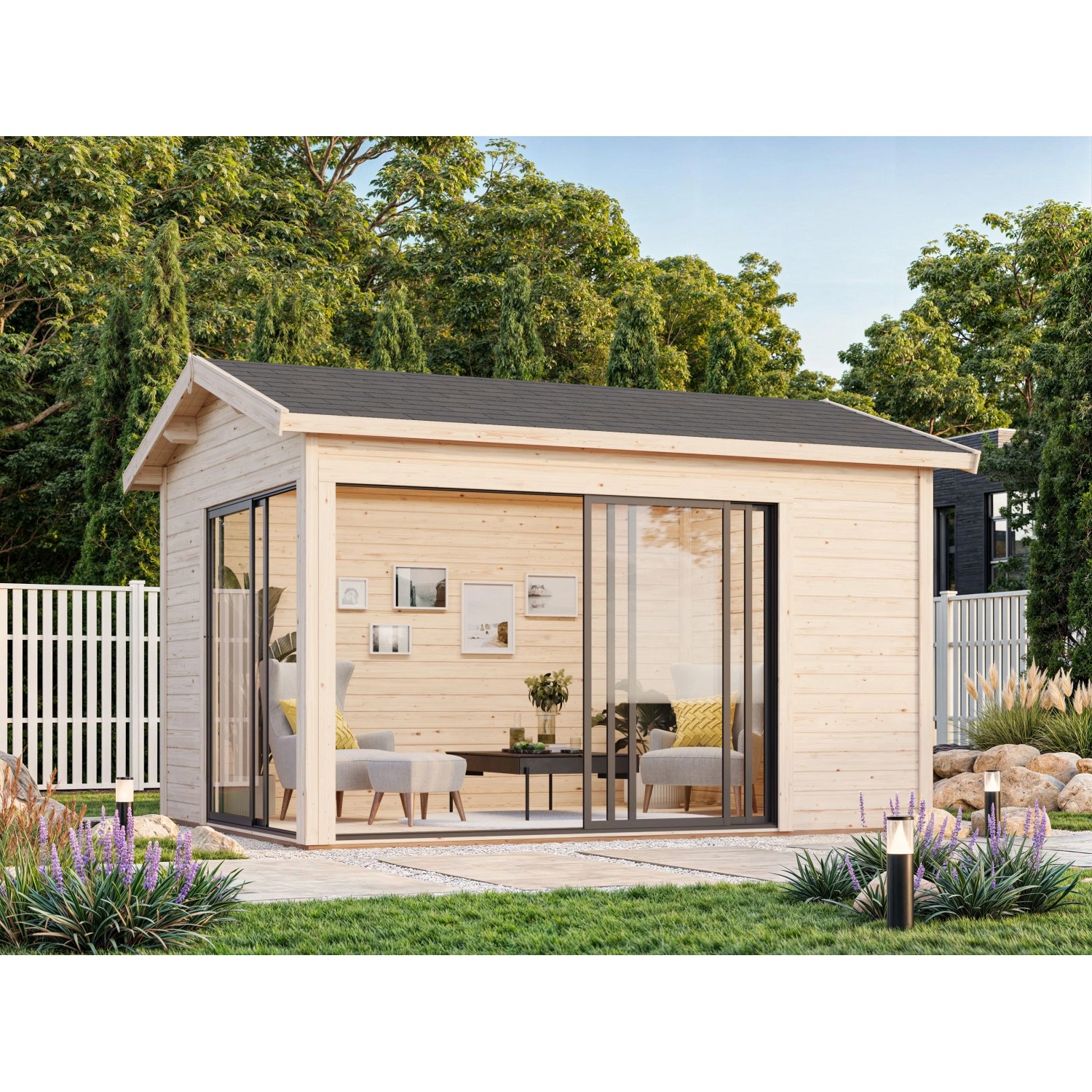 Palmako Gartenhaus Amanda Slide 390 x 300 cm Hellbraun FSC® günstig online kaufen