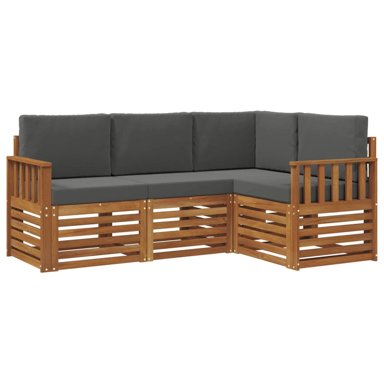 vidaXL Sofagarnituren 4 Tlg Natur und Anthrazit Massivholz Akazie 3374722