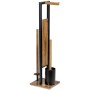 Wenko Stand WC-Garnitur Rivalta Akazie mit WC-Bürste, Papier- und Rollenhalter aus Stahl/Holz.