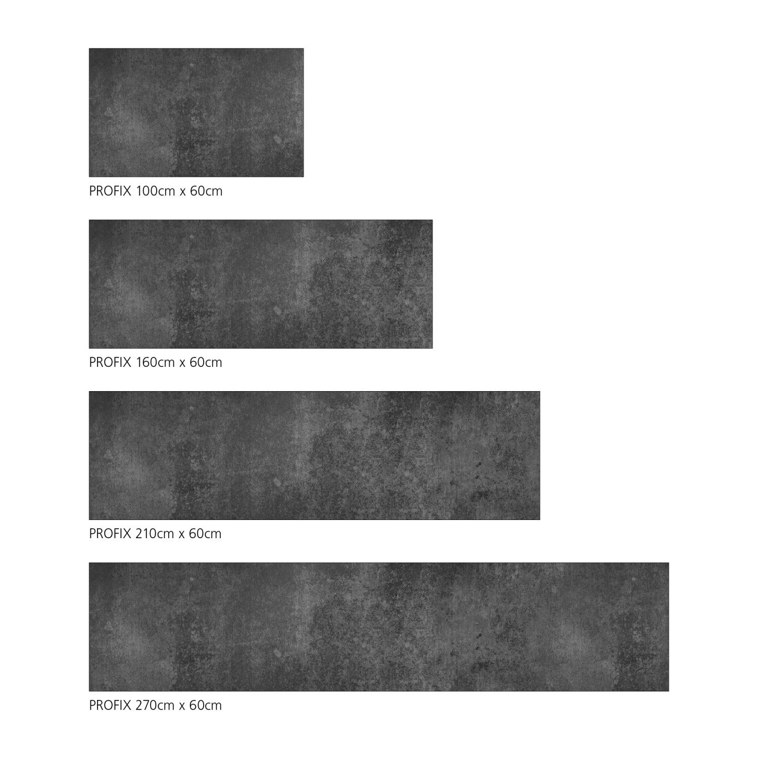 MySpotti Küchenrückwand Concrete Black in verschiedenen Größen.