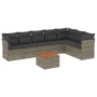 Graue 8-tlg. vidaXL Garten-Sofagarnitur aus Polyrattan mit Kissen und Tisch.