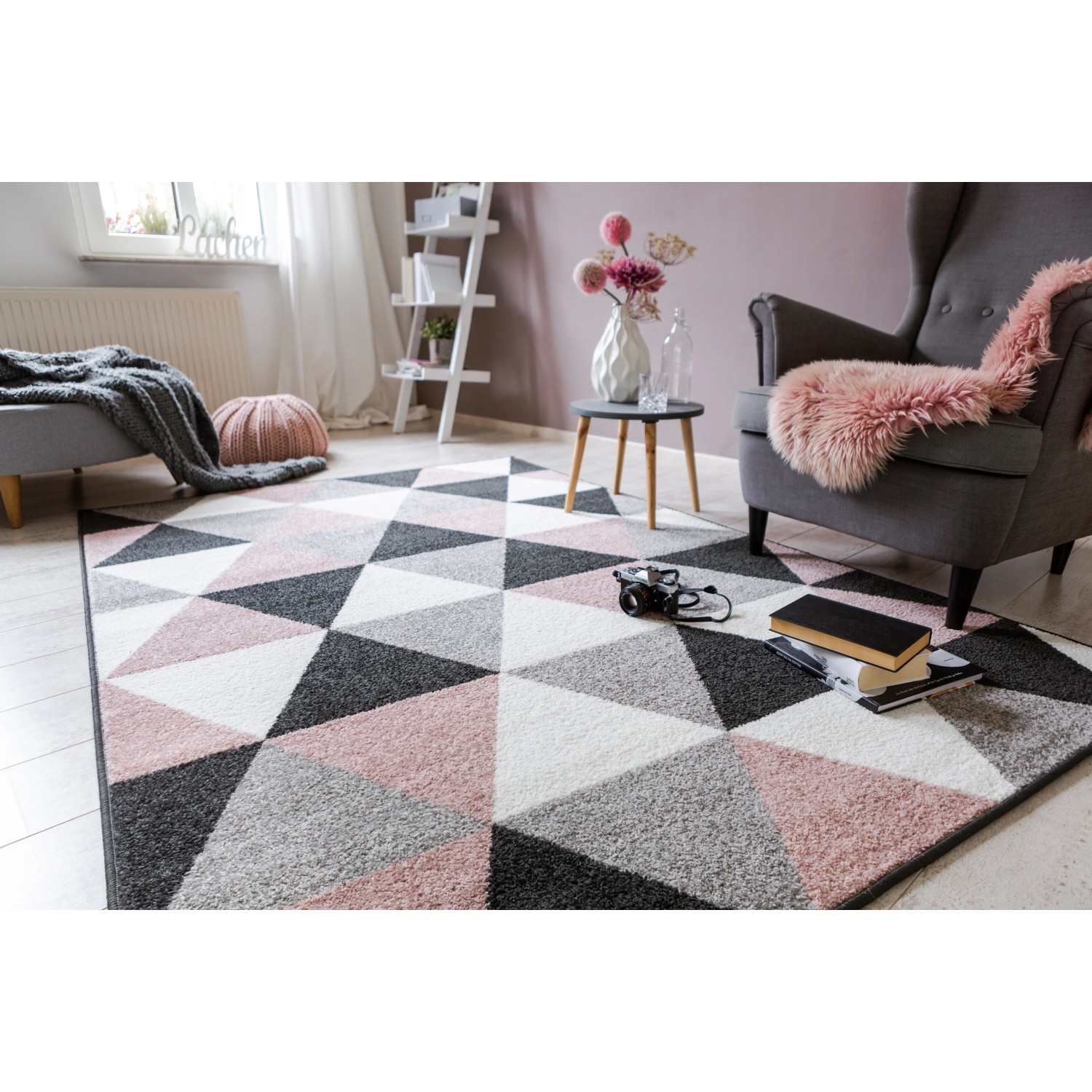 Andiamo Teppich Wohnzimmer Salamanca Polypropylen Rosa Grau 120 x 170 cm kaufen bei OBI