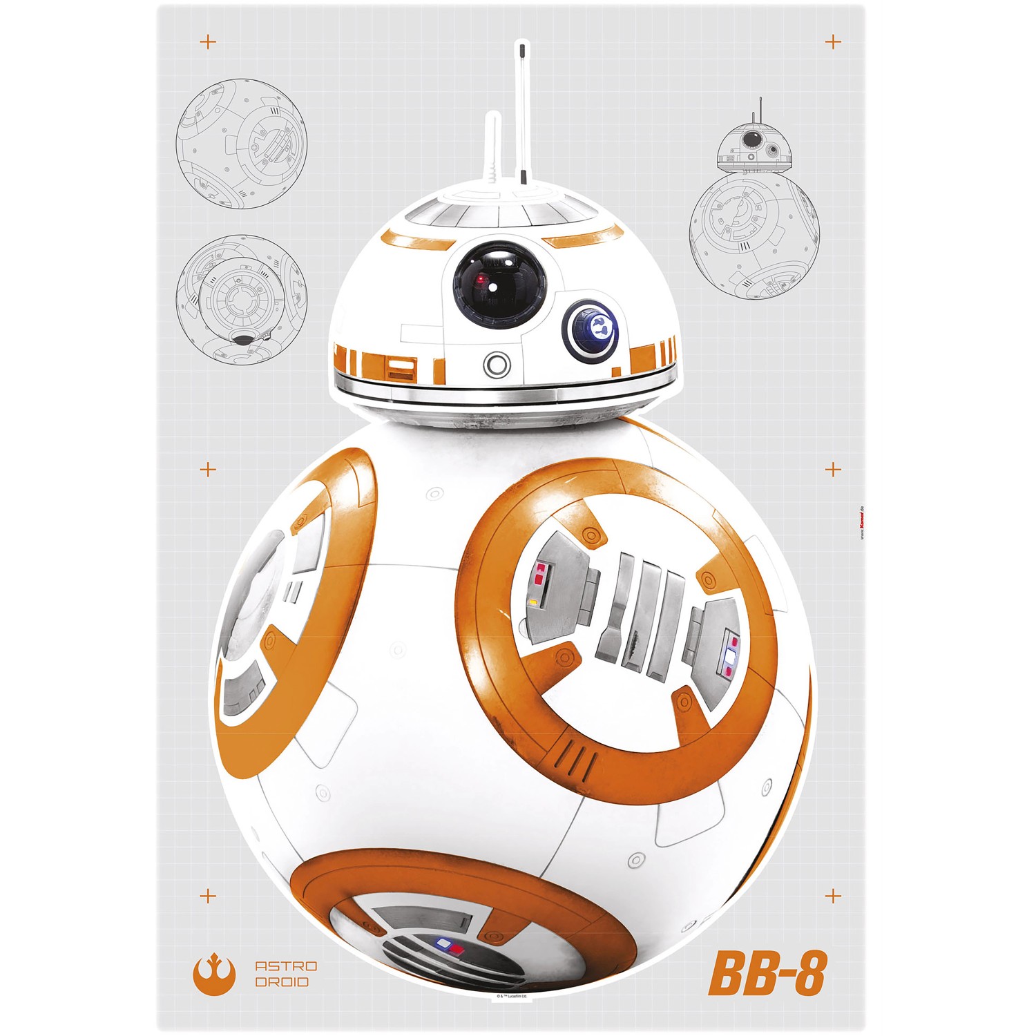 Komar Deko-Sticker Star Wars BB-8 Droid 100 cm x 70 cm