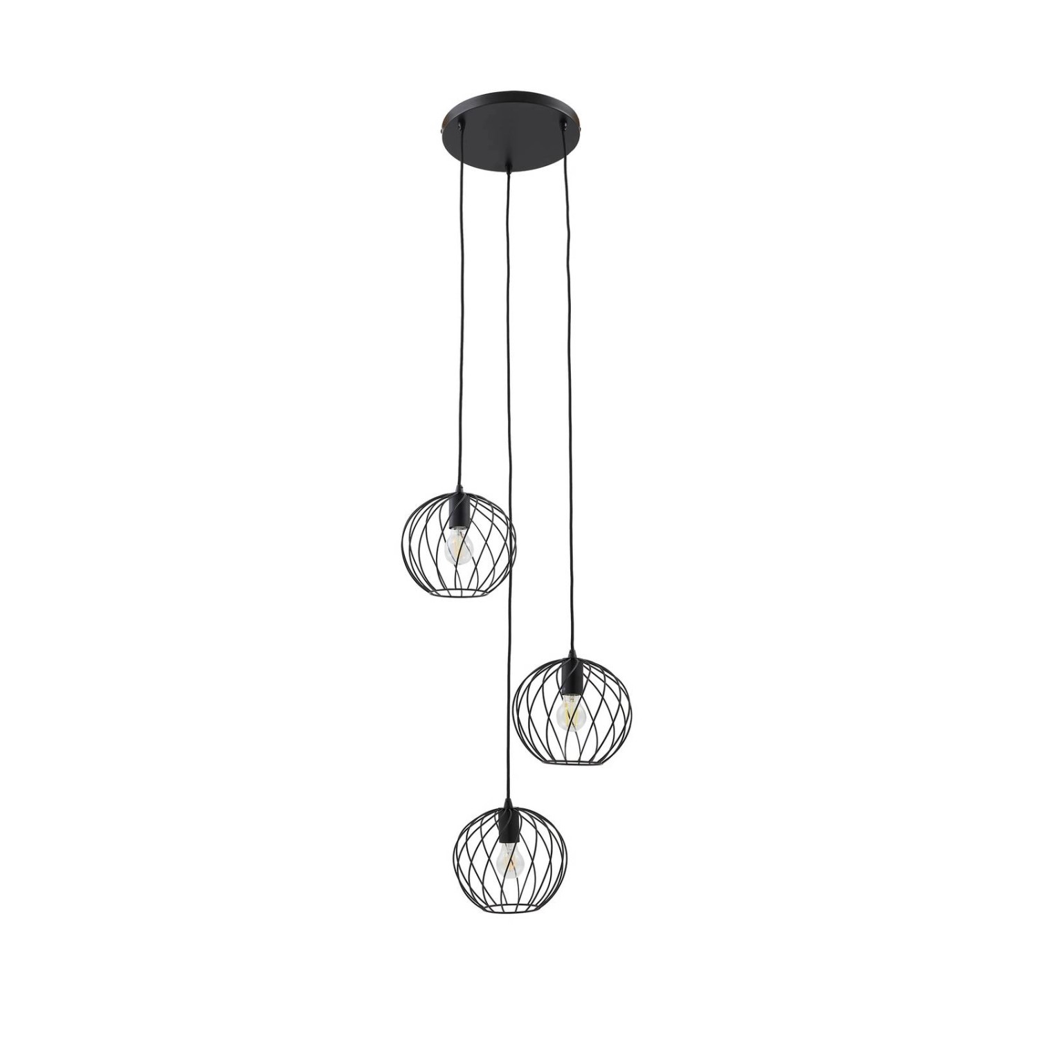 Lindby Pendelleuchte Danika 10030661 Modern in Schwarz aus Metall 3-flammig E27 Wohnzimmerleuchte
