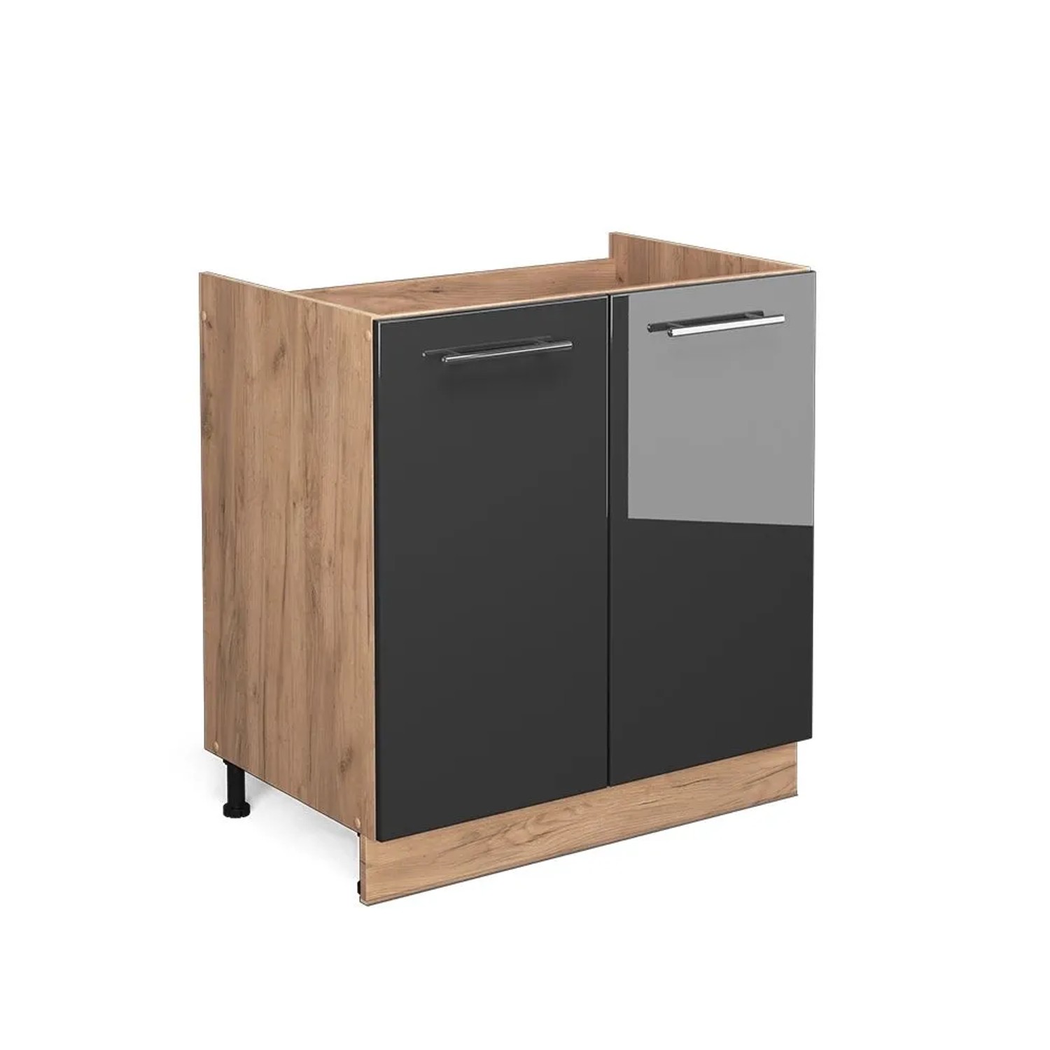 Vicco Spülenunterschrank Fame-Line Anthrazit Hochglanz Goldkraft Eiche 80 cm ohne Arbeitsplatte