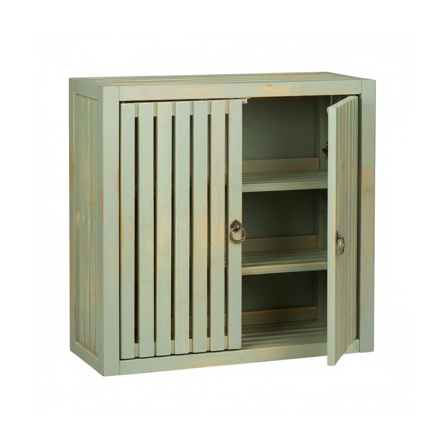 Relaxdays Hängeschrank Bambus Hellgrün Magnetverschluss 50 cm x 52 cm x 20 cm 5,5 kg