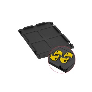 PROREGAL Eurobox Sparset: 10 schwarze Boxen mit gelben Griffen und Auflagedeckel. Aufbewahrungsboxen für Lager und Transport.