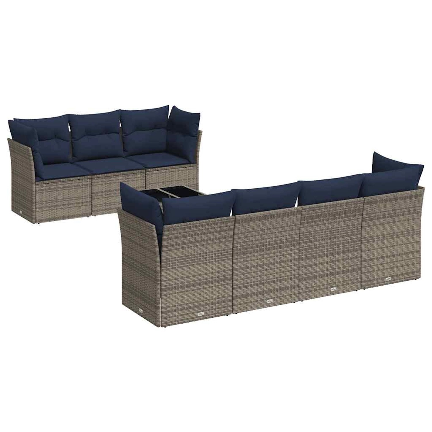 vidaXL 8-Tlg Garten-Sofagarnitur mit Kissen Grau Poly Rattan 3217281 günstig online kaufen