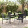 Schwarze 5-tlg. vidaXL Garten Essgruppe aus Poly Rattan mit Tisch und 4 Stühlen.
