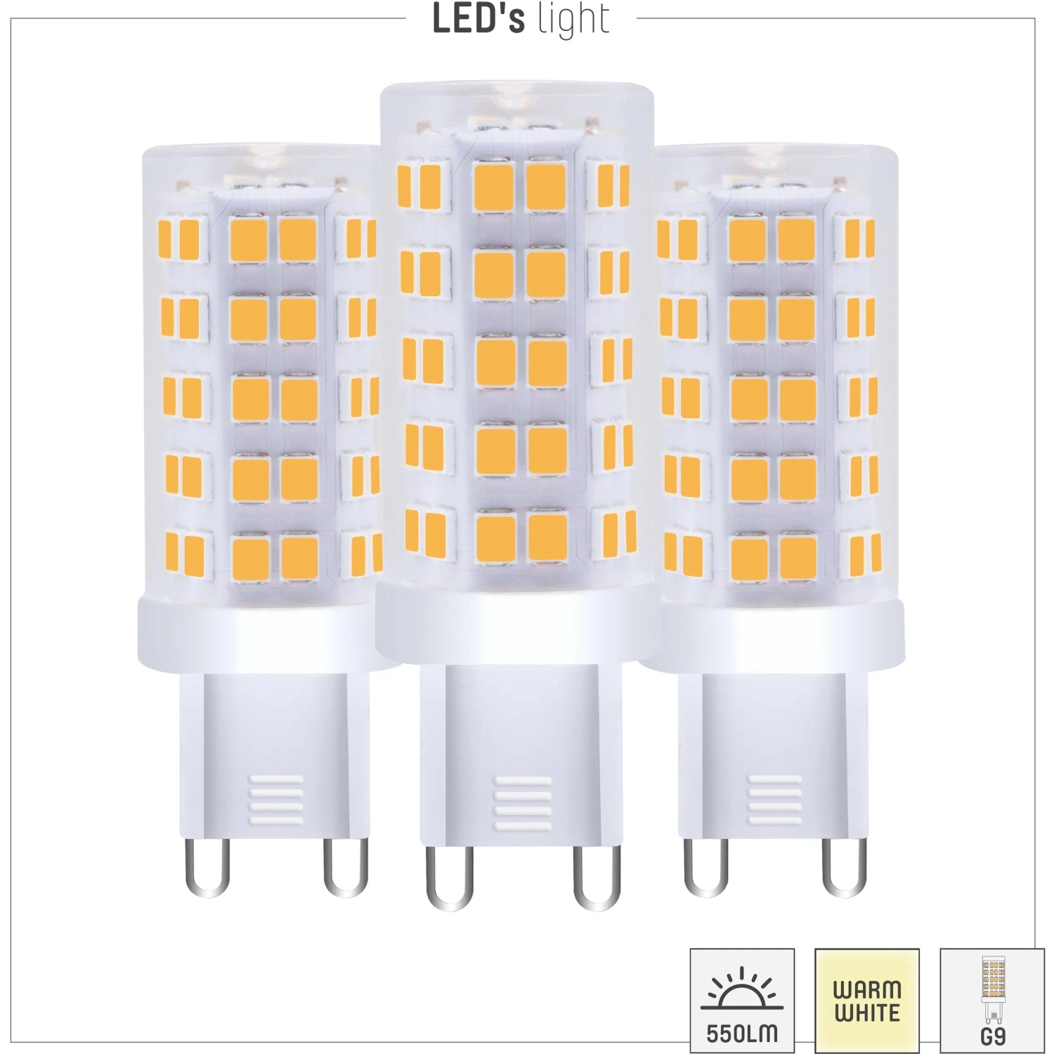 3er Set G9 LED Leuchtmittel, 4,7W, warmweißes Licht für Zylinderleuchten & Dunstabzugshauben.