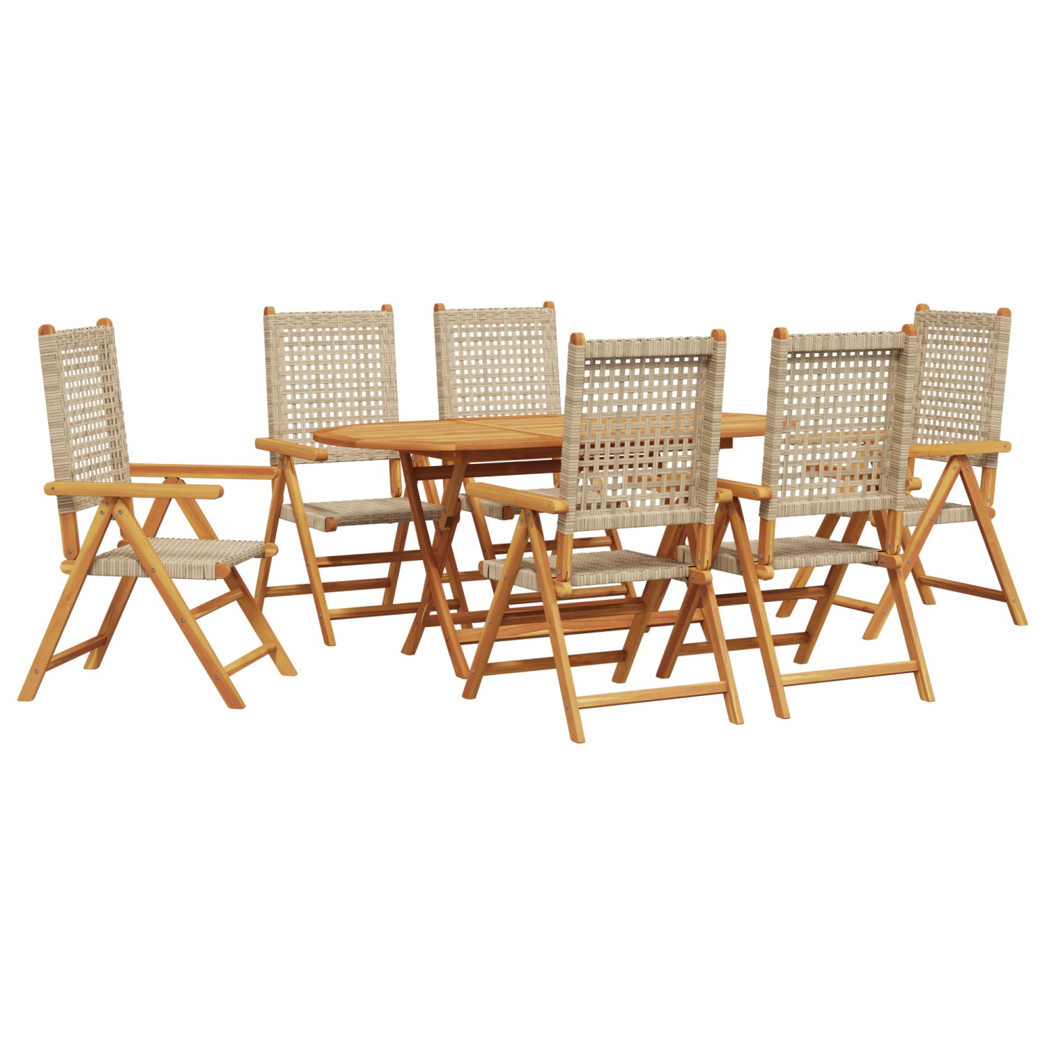 vidaXL 7-tlg Garten-Essgruppe Beige Massivholz Akazie & Poly Rattan 3375735 günstig online kaufen