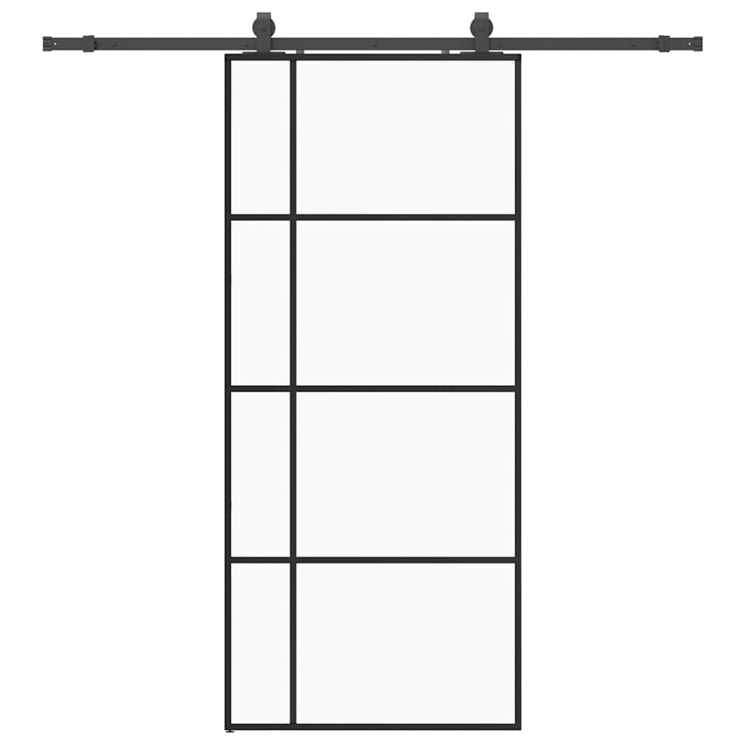 vidaXL Schiebetür mit Beschlag Schwarz 90x205 cm ESG-Glas 3375870 günstig online kaufen