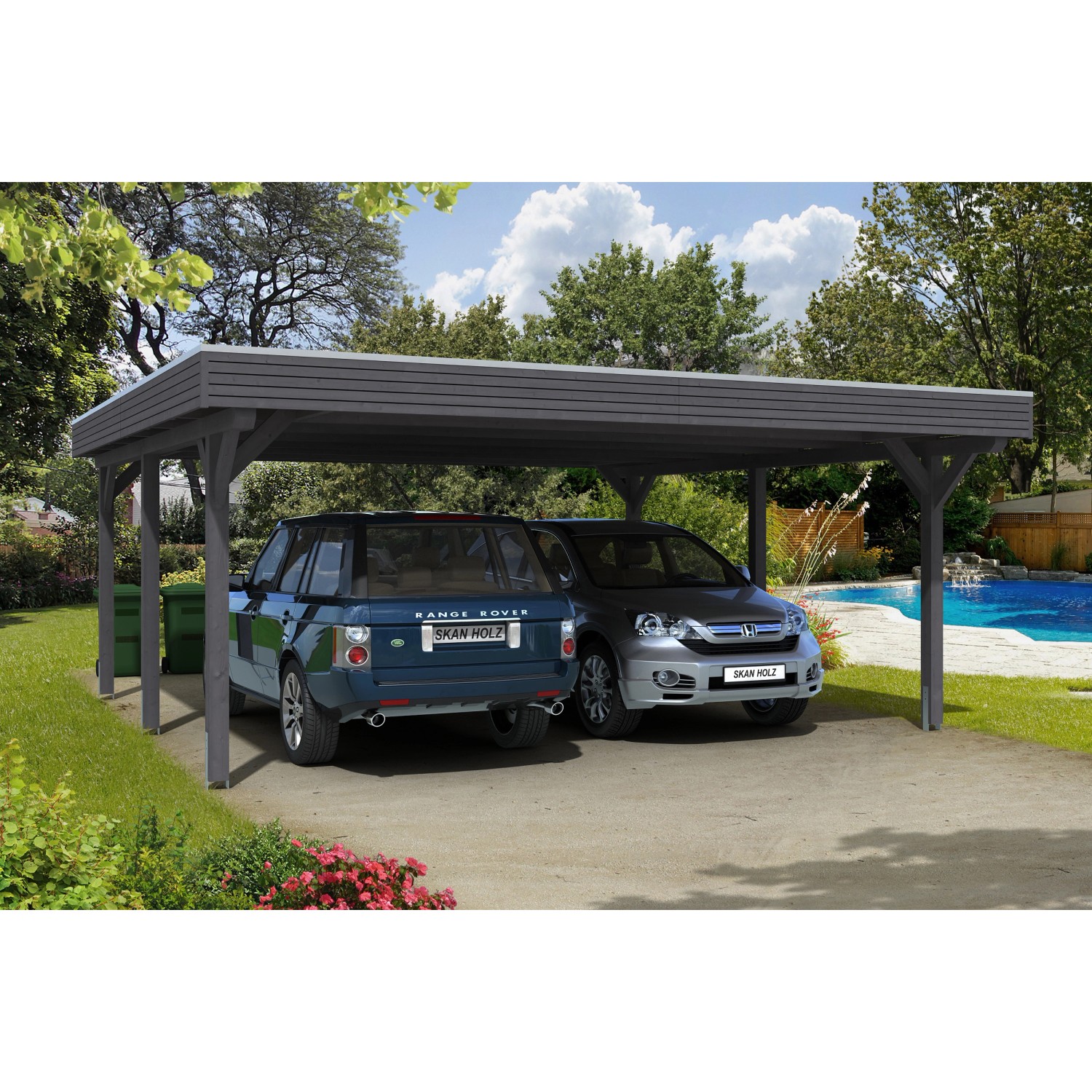 Skan Holz Carport Spessart 611 cm x 604 cm Schiefergrau günstig online kaufen