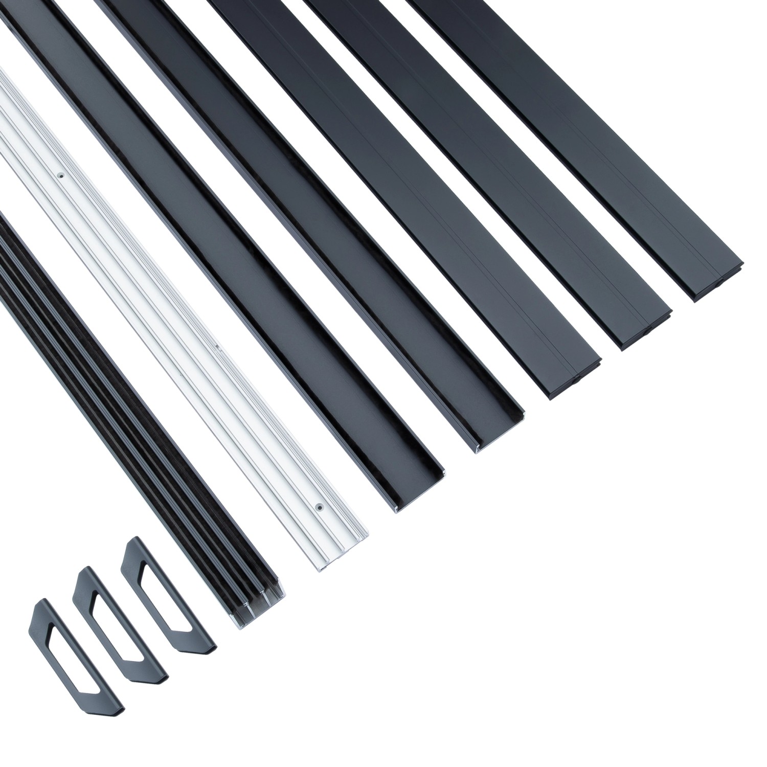 DreamGarden Glasschiebewand: Aluminiumprofile und Türgriffe in Anthrazit, Bausatz für Terrassenüberdachung.