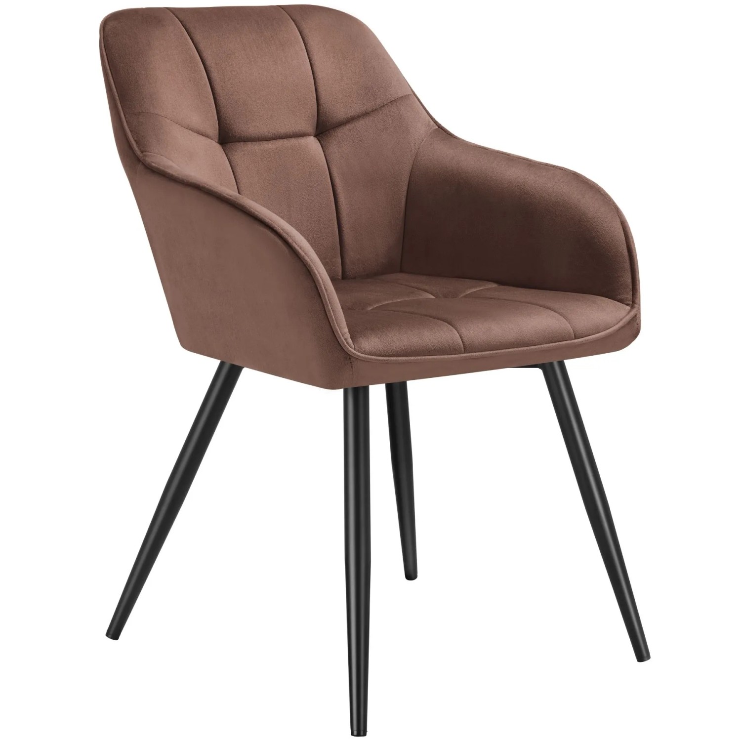 Tectake Esszimmerstuhl Marilyn Gepolstert  In Samtoptik  Gesteppt Durchgehende Lehne  62 x 58 x 82 cm Braun Schwarz
