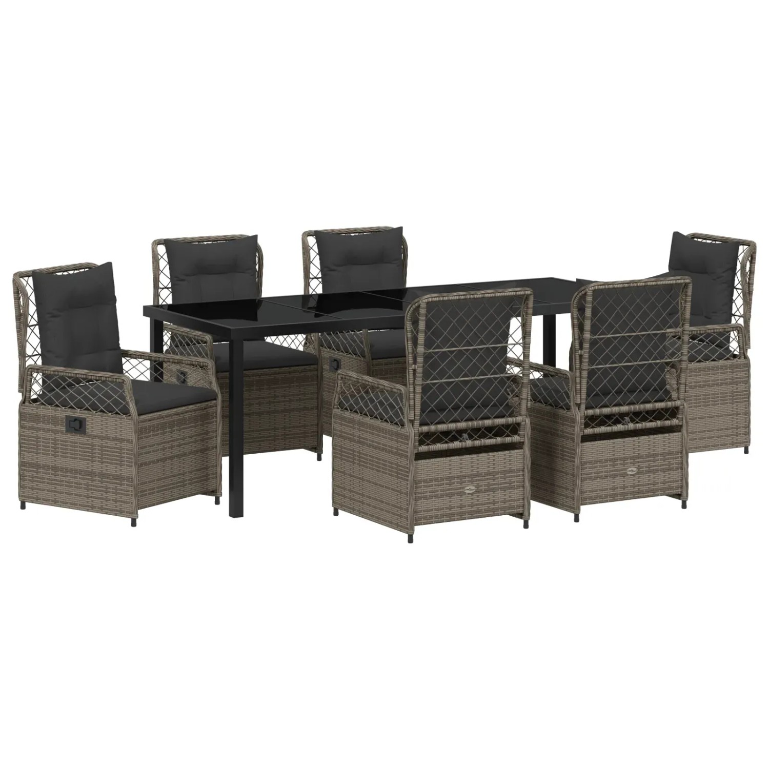 vidaXL Garten Essgruppe 7-Tlg Grau Poly Rattan 3381000