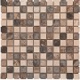 Mosaikmatte Naturstein Kronos Multicolor, 30x30 cm. Quadratische Mosaikfliesen in Beige-, Braun- und Grautönen.