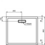 Technische Zeichnung: Ideal Standard Ultra Flat New Duschwanne, rechteckig, 90x80 cm, Maße und Details.