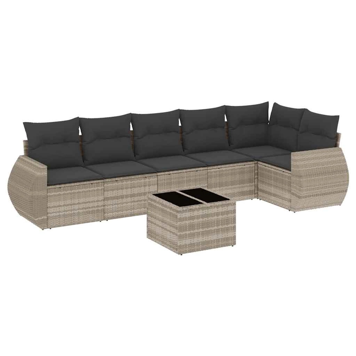 vidaXL 7-Tlg Garten-Sofagarnitur mit Kissen Hellgrau Poly Rattan 3221401 günstig online kaufen