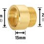 Hahnverlängerung aus Messing, 24,1 mm (Rp 3/4) x 26,4 mm (R 3/4), zur Verlängerung von Gewindefittings um 15 mm.