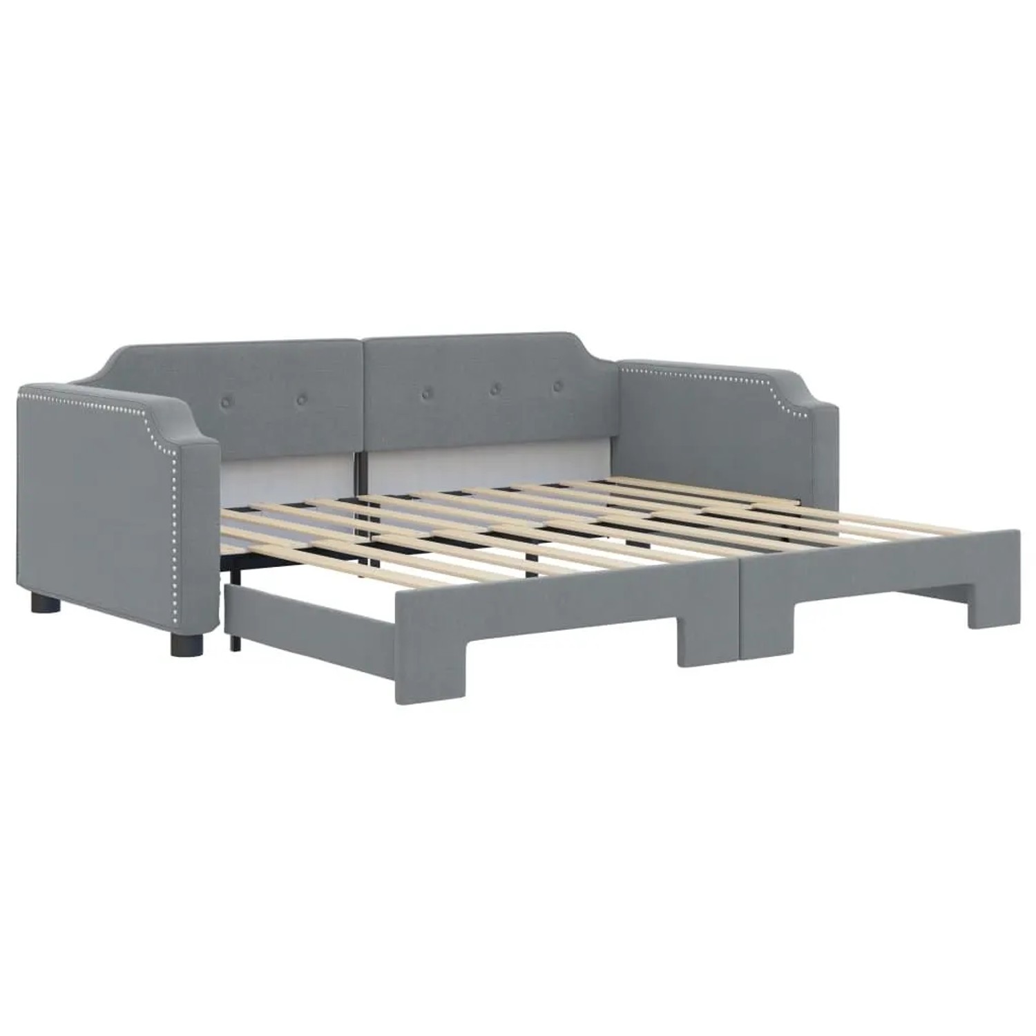 vidaXL Tagesbett Ausziehbar Hellgrau 90x190 cm Stoff 3197644