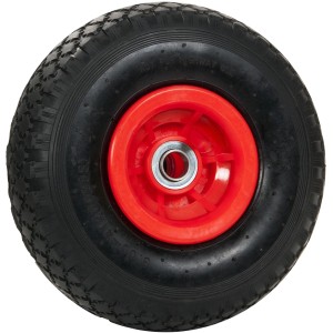 Pannensicheres Ersatzrad für Sackkarre, 260x85 mm, mit roter Felge. Ideal für Baugeräte.