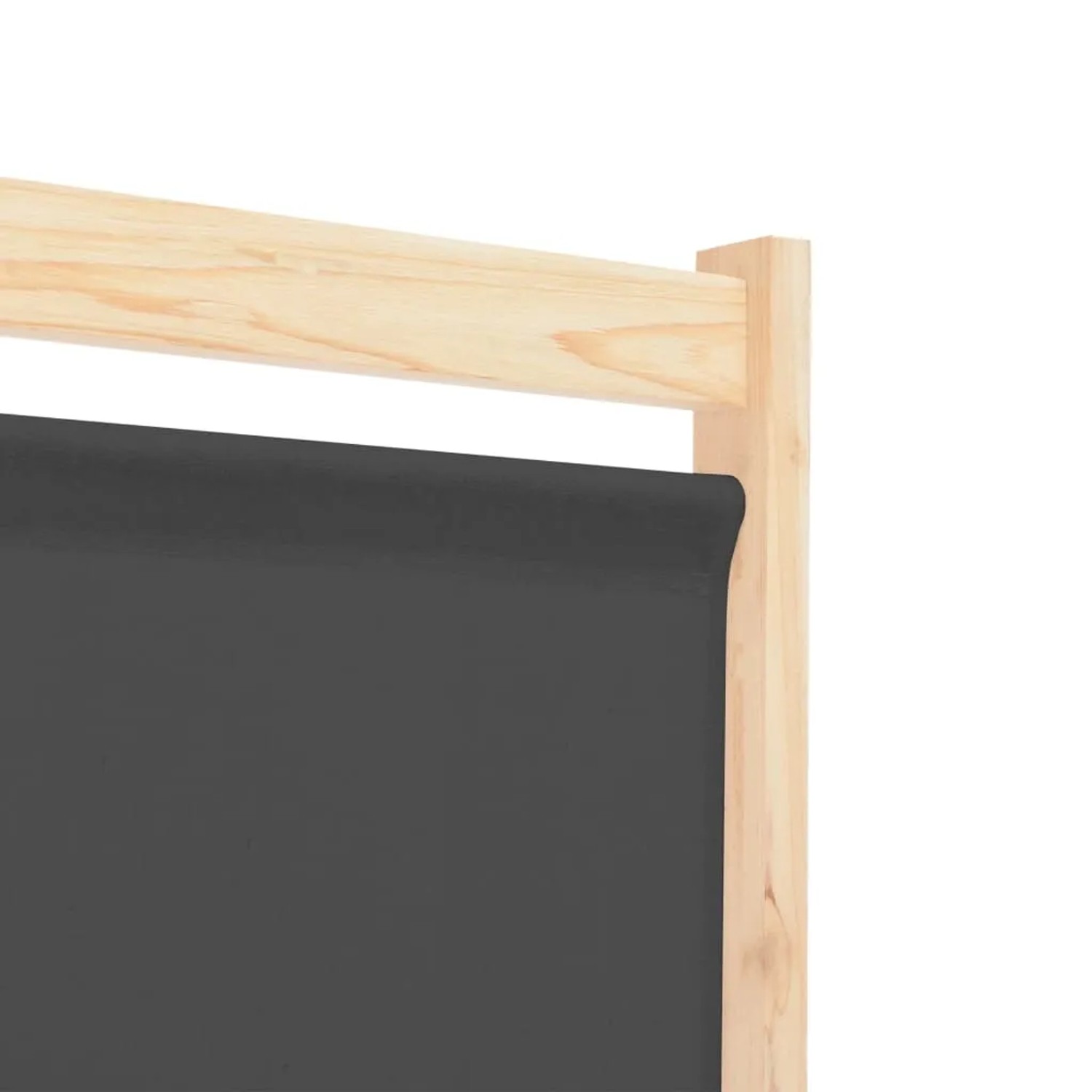 Detailansicht: Grauer VidaXL Raumteiler, 4-teilig, mit Holzrahmen und Stoffbespannung.