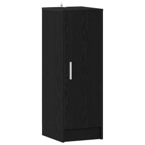 Schuhschrank in Schwarz Eiche Optik, Holzwerkstoff, mit Tür und Griff.